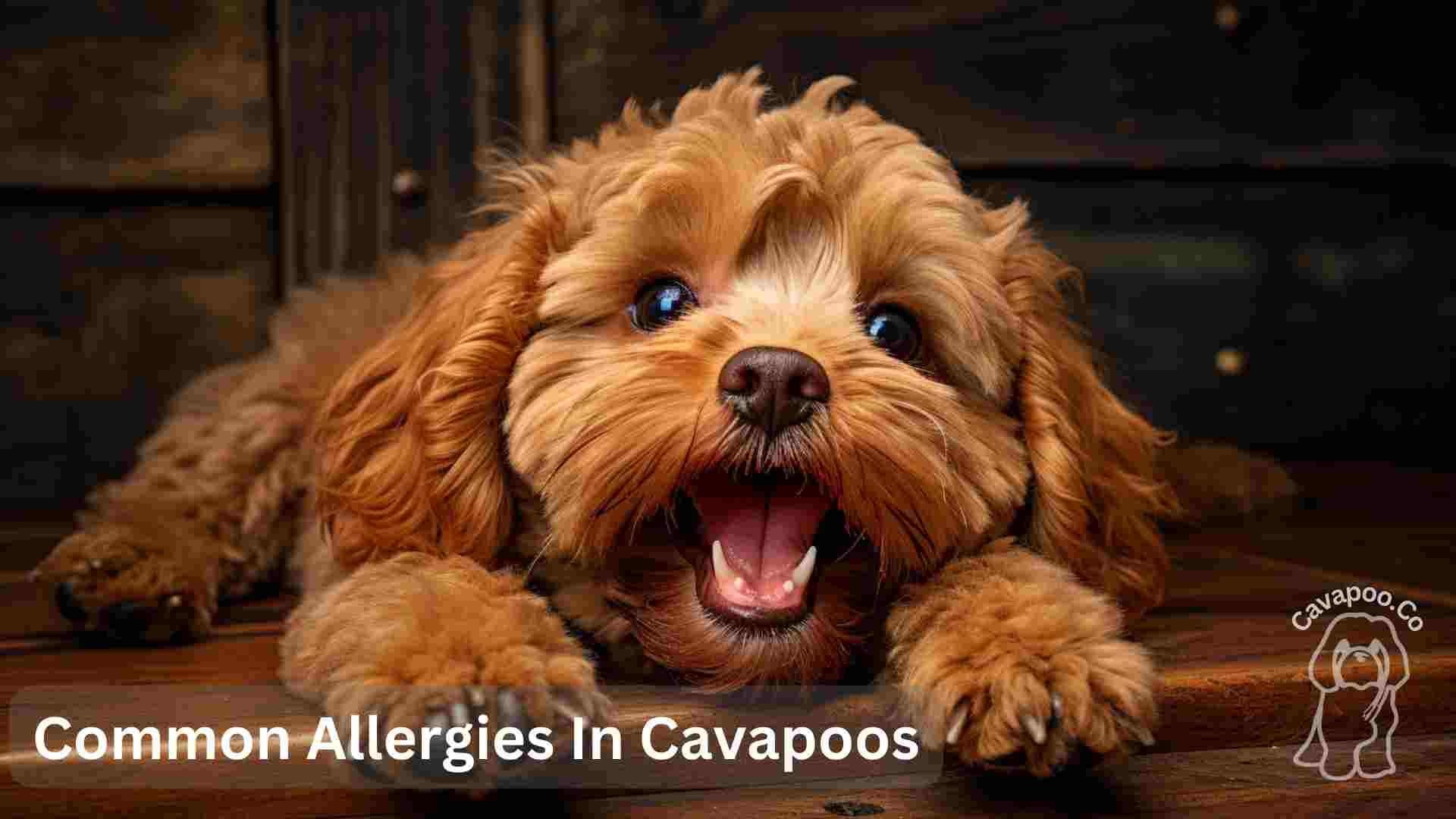 Cavapoo with itchy paws looking uncomfortable
